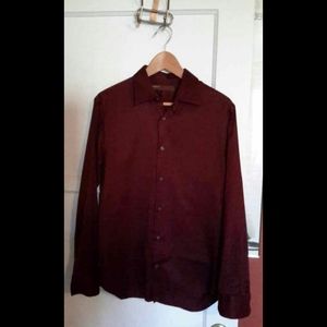 Men's Perry Ellis Dress Shirt Size Small Dark Red